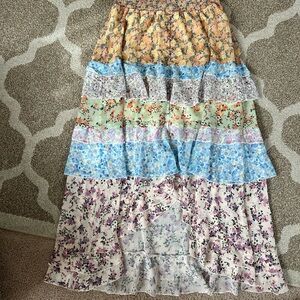 Tiered floral maxi skirt
